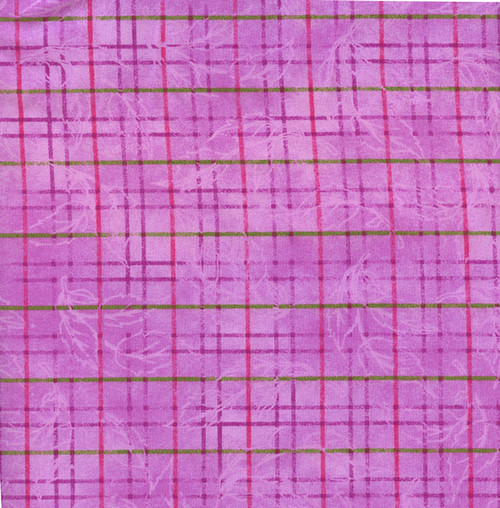 Fuchsia with Leaf Impressions Plaid