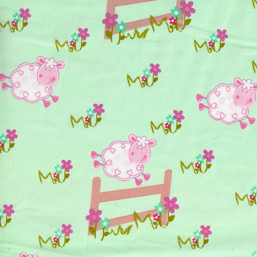 Little Lamb on Mint by Becky Taunton for Newcaster Fabrics, SKU# 789-17