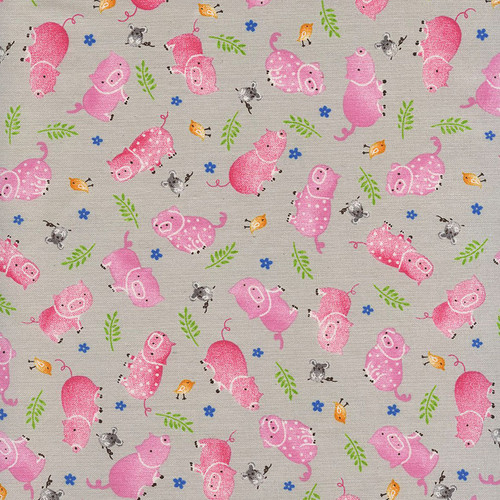 JULIA: Little Piggies Allover on Grey by Windham Fabrics, SKU# 51128-Gry