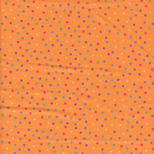 Baby Talk Multi-colored Polka Dots on Peach by Fabri-Quilt, SKU# 100-2575