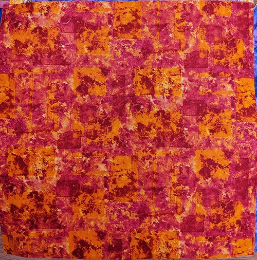 Fuschia/Orange Mottled Watercolor - 12 1/2" Block