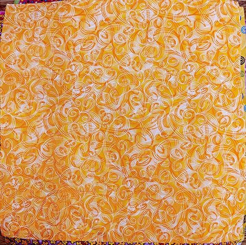 Dancing Bugs Tangerine Swirls - 12 1/2" Block