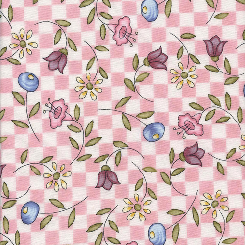 Hatfield's Family Reunion Floral Checkerboard Pink by Northcott, SKU #525-21