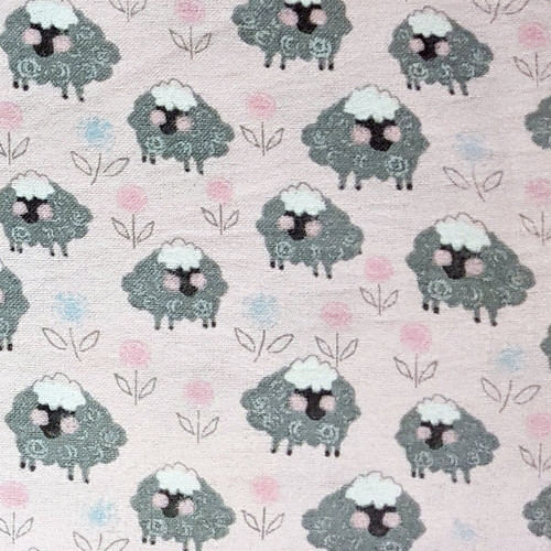 Baa Baa Black Sheep on Pink Flannelette