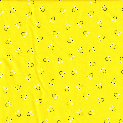 Snail Trails Happy Faces on Bright yellow by Studio e Fabrics, SKU #1628-44
