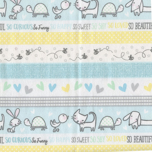 DOODLE BABY Border Stripe Flannel by designer Jessica Flick