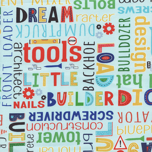 LITTLE BUILDER: Jumbled Construction Words on Lt. Blue