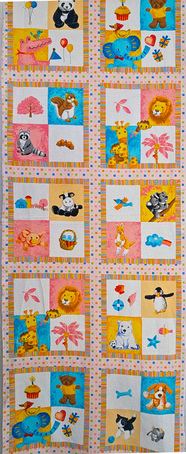 Let's be Friends Pink Blocks Panel by RJR Fabrics, SKU#8524-2