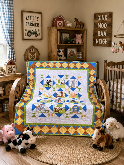 Barnyard Animals Say So Quilt in Nursery, Quilt Kit # KIT-35402