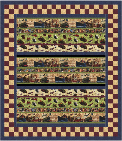 Vintage Travels Strip Quilt Kit by Kids Fabrics Kreations, SKU# 20263