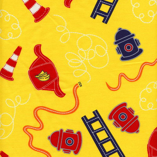 Off to the Rescue Tossed Yellow by Newcastle Fabrics