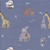 F15310-DBlu: Flannel Safari Stargazing Animals Tossed on Dark Blue by Riley Blake