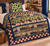 Vintage Travels Strip Quilt AI generated finished quilt bedroom scene
