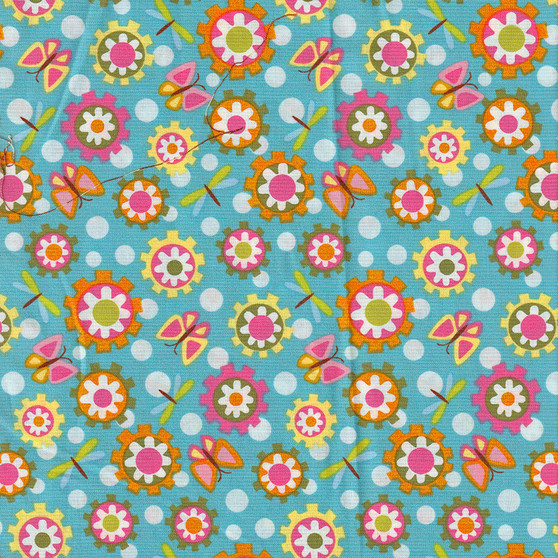 LILY POND Geometric Flowers on Teal