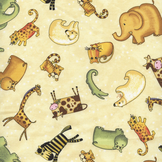 Sea of Dreams Animals Tossed on Lt. Yellow Stars by South Sea Imports