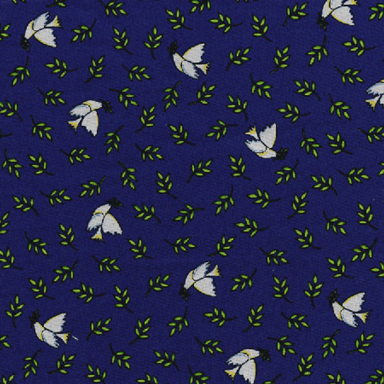 Doves and Olive Leaves on Navy Blue