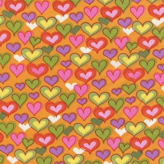 MERRY MUSHROOMS Colorful Hearts on Orange