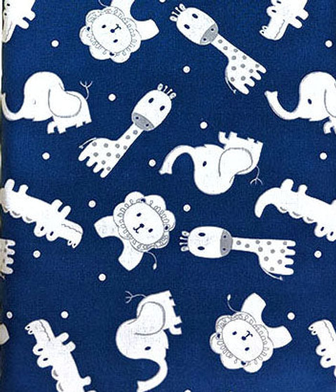 White Jungle Animals on Dark Blue