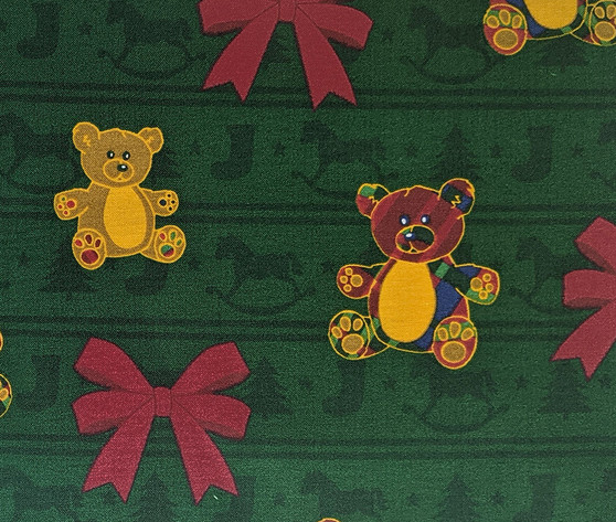 Festive Bears and Bows on Dark Green