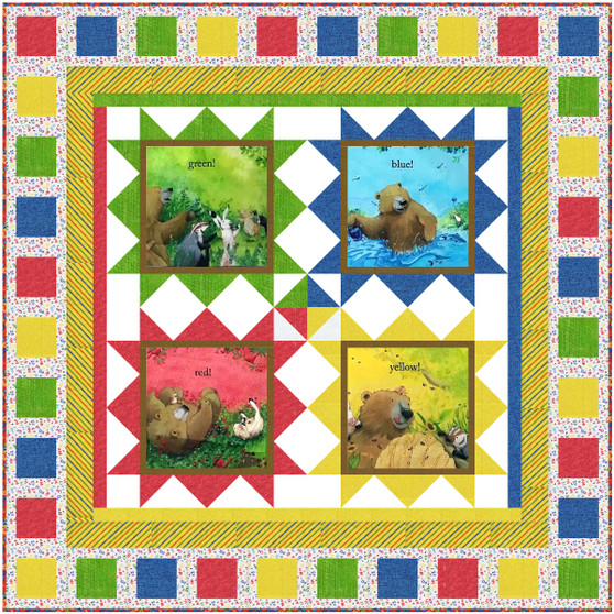 Bear Sees Colors Starburst Quilt Kit, by Kids Fabrics Kreations