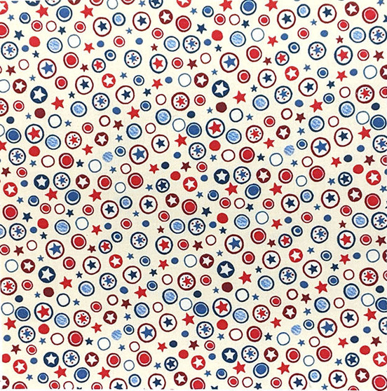 Blue & Red Circles/Stars on Ecru