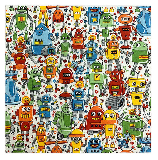 Rainbow Robots  - 8 1/2" Sq