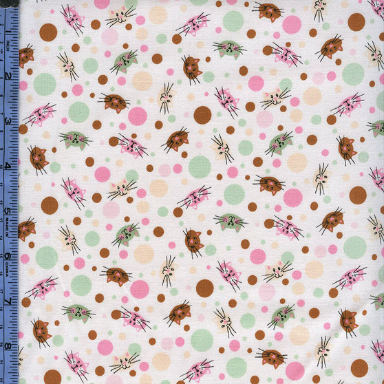 Funky Kitties Polka Dots on White by Exclusive Quilters, SKU#60489-1