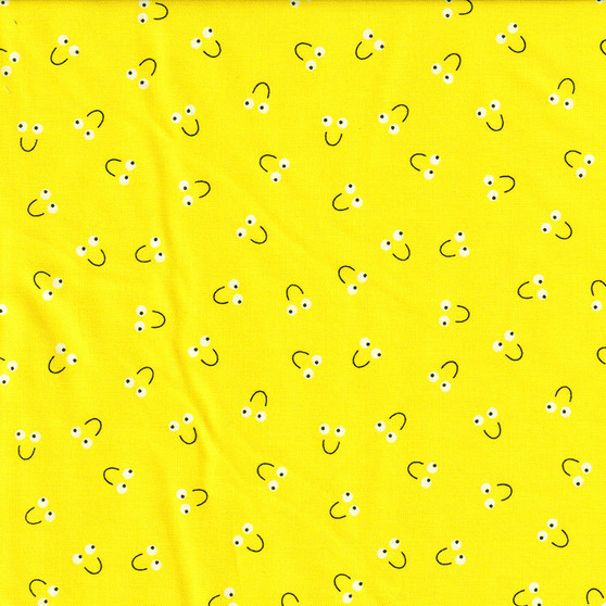 Snail Trails Happy Faces on Bright yellow by Studio e Fabrics, SKU #1628-44