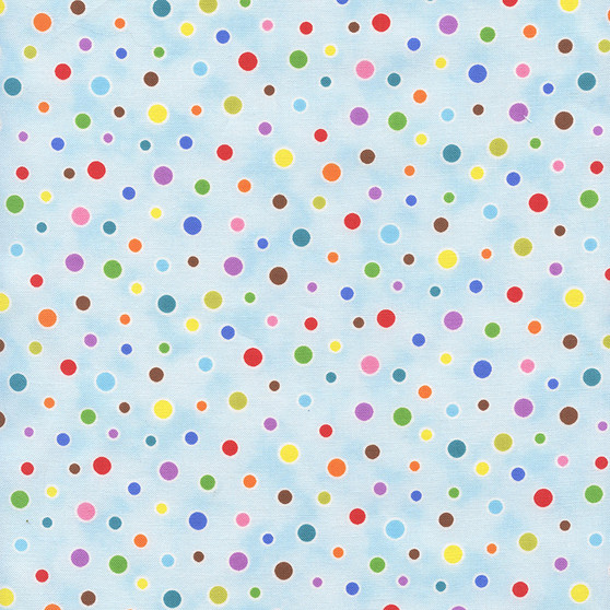 On the Go Multi Colored Polka Dots on Blue Cotton Fabric by Elizabeth's Studio