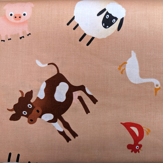 Farm Fresh Animals Large Tan By Riley Blake Designs