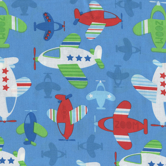 Zoom Go the Airplanes Cotton Fabric