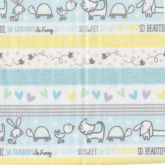 DOODLE BABY Border Stripe Flannel by designer Jessica Flick