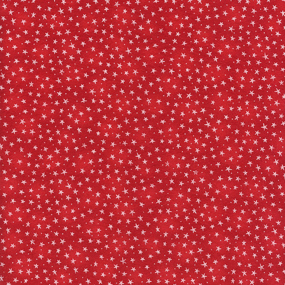 Starlight Flannel White Stars on Red; SKU 6383
