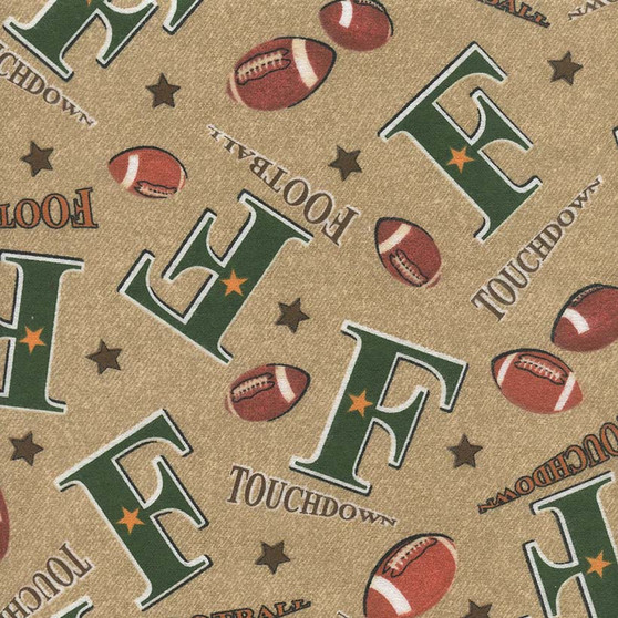 F is for Football on Tan Flannel, SKU # F6011-T
