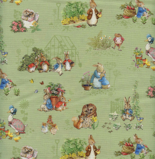 Peter Rabbit & Friends Character Toss Fern Green by Riley Blake Designs, SKU# CD15861-Fern