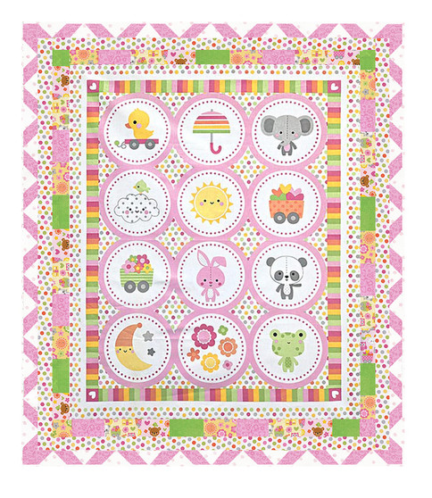 Ribbons and Sunshine Quilt Kit featuring fabrics from the Bundle of Joy Collection by Riley Blake, SKU # KIT 35405