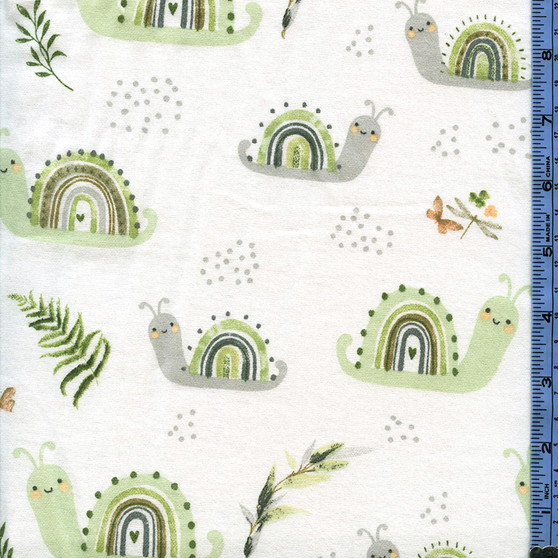 Nature's Nursery Nature Crawls on White Flannel by Kate Thacker for Springs Creative, SKU# 1986-4040