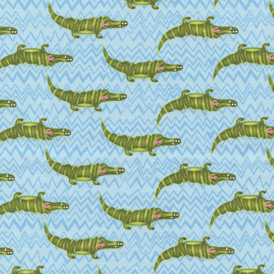 Silly Safari Alligators Allover Blue