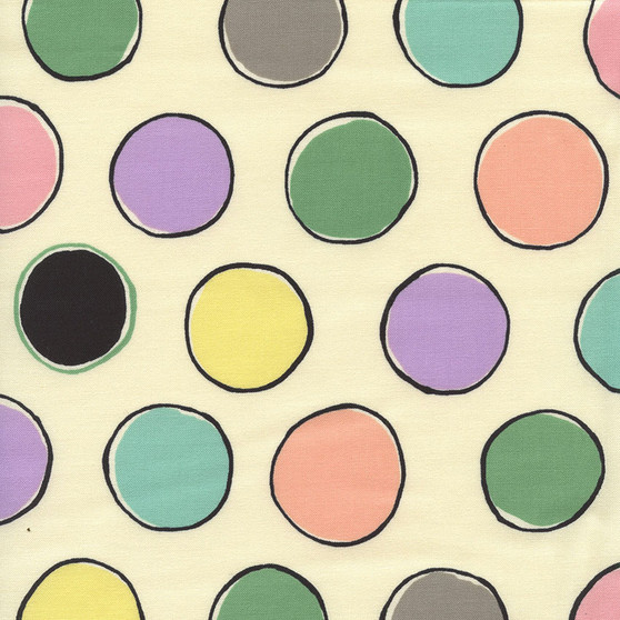 Luli Multi-colored Large Circles on Cream Cotton Fabric by Timeless Treasures