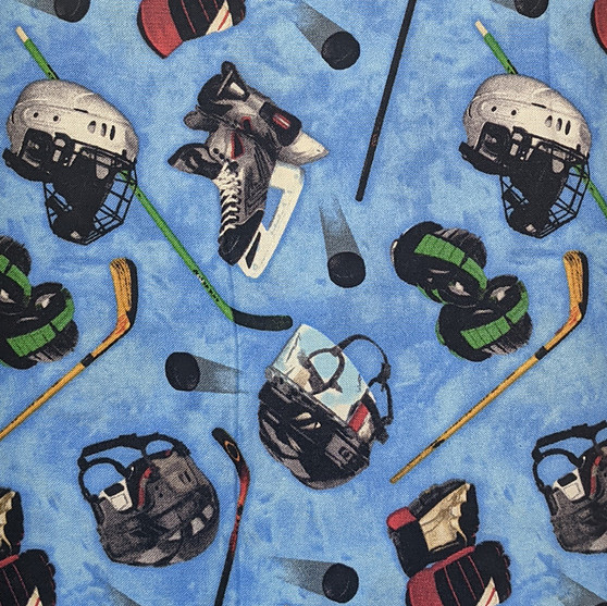 Let's Play Hockey Cotton Woven Fabric by Elizabeth Studios Blue