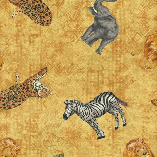 Travelogue Safari Animals Allover Wheat