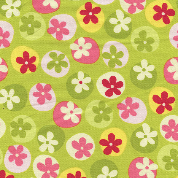 Inspirations Flowers in Circles on Lime