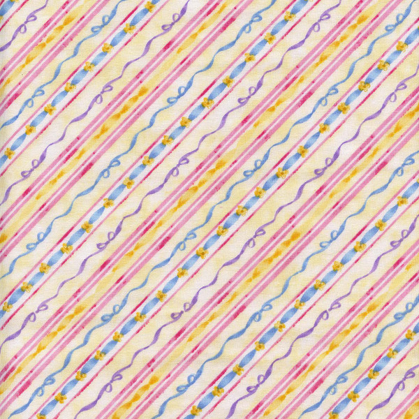 Carousel Dreams Pastel Ribbons Diagonal Stripe by Cynthia Coulter for Wilmington Prints, SKU# 42323-145