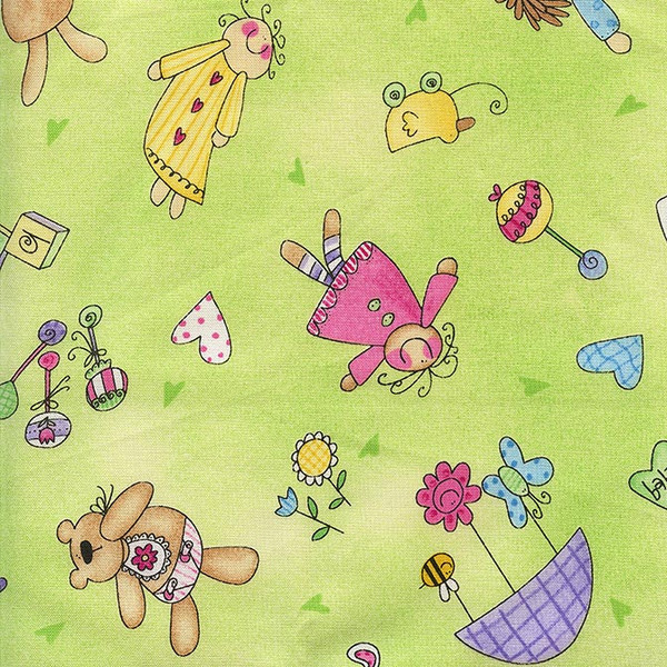 BABY'S 2ND STEP on Mint by Pat Yuille, for Wilmington Prints, SKU# 29179-777