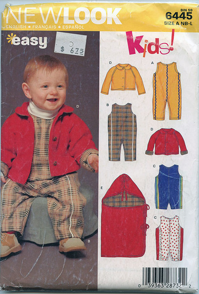 New Look Pattern 6445 - Infant Jacket, Romper and Bunting Bag