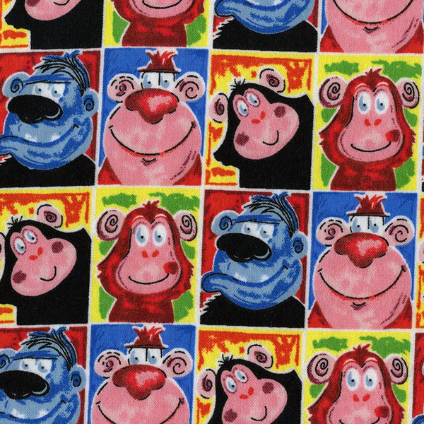 Monkey and Gorilla Portrait Squares Flannel