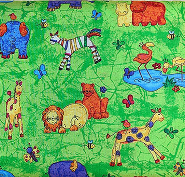Jungle Buzz Animals Tossed on Lime
