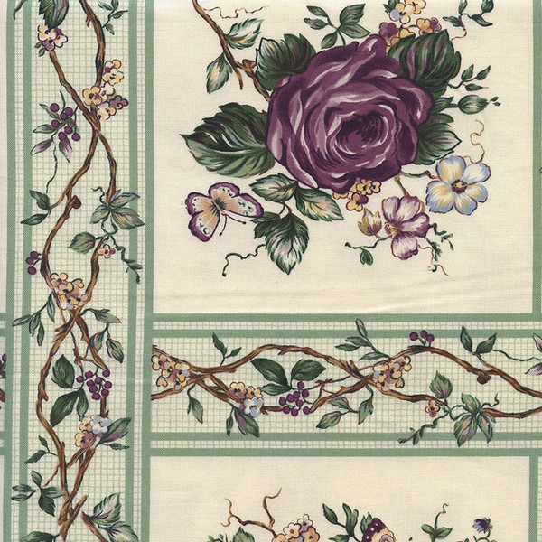 Hunter Green/Violet Rose Garden Trellis Blocks