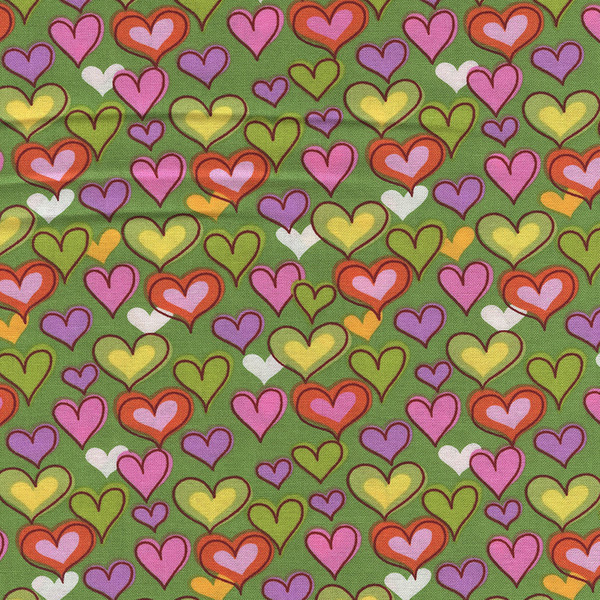 MERRY MUSHROOMS Colorful Hearts on Green