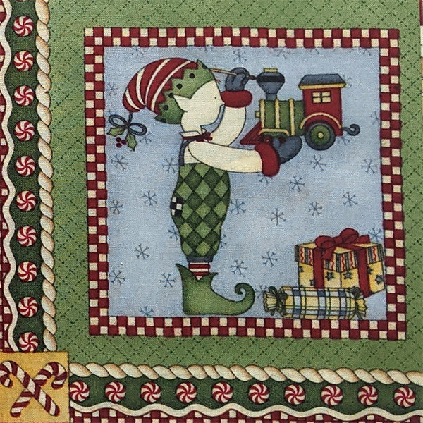 Santa's Workshop Blocks Panel on Red